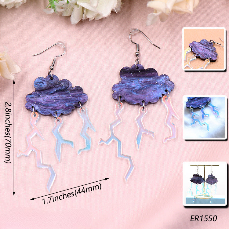 Wholesale 5pairs/pack Cloud Lightning Cute Girl Acrylic Earrings