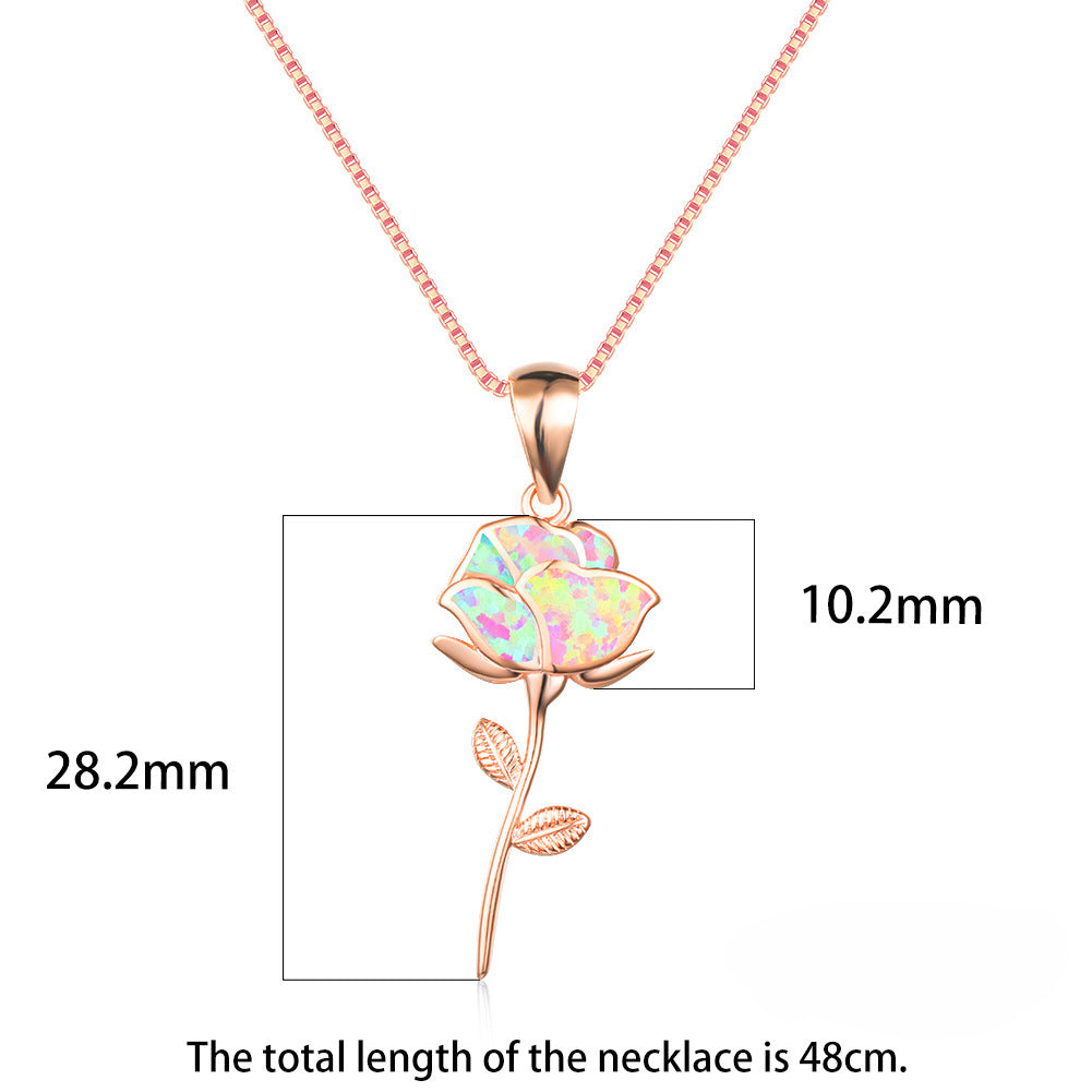 Collares de cobre de flores de rosa de ópalo morado al por mayor