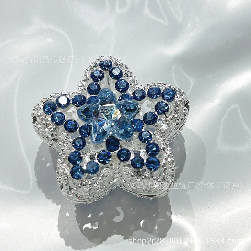 Wholesale 10pcs with Diamond Zircon Pentagram Vertical Hole Irregular Double-sided Diamond Pentagram Beads