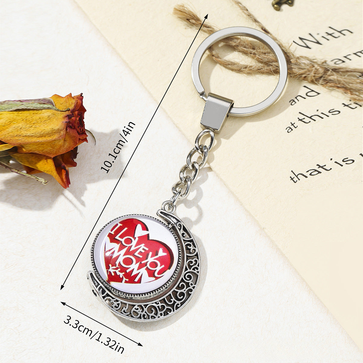 Wholesale Mother's Day Moon String Time Disc Metal Keychain