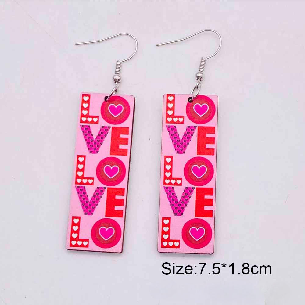 Wholesale Valentine's Day LOVE Love Wooden Earrings