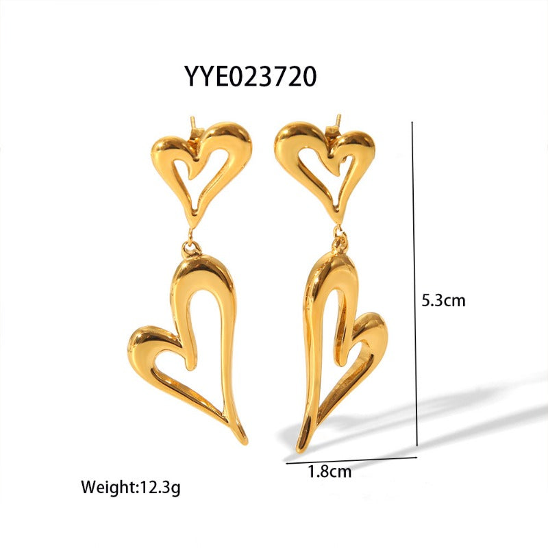 Wholesale Fashion Titanium Steel Simple Love Autumn and Winter High-grade Stainless Steel Earrings