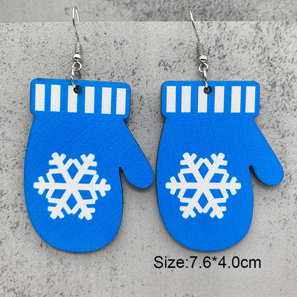 Wholesale Christmas Santa Claus Christmas Socks Elk Wooden Earrings