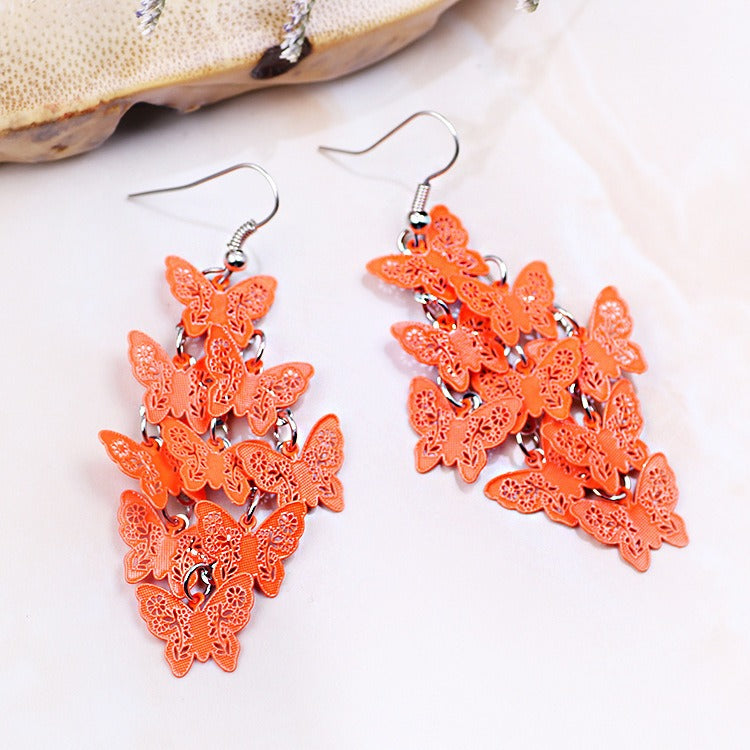 Wholesale Fashionable Temperament Butterfly Colorful Small Nine Pieces of Earrings