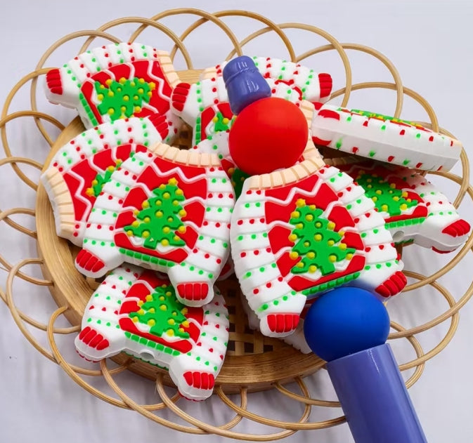 Wholesale 10pcs 2D Colorful Christmas Tree Silicone Beads DIY Beads