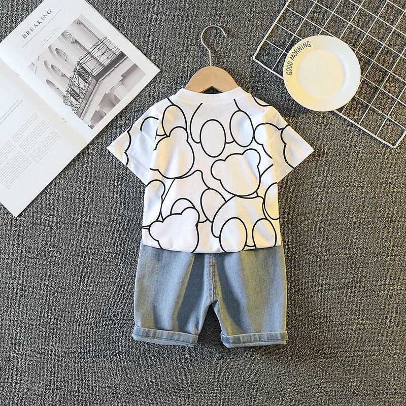 Wholesale Baby Cotton Round Neck T-shirt and Shorts Set