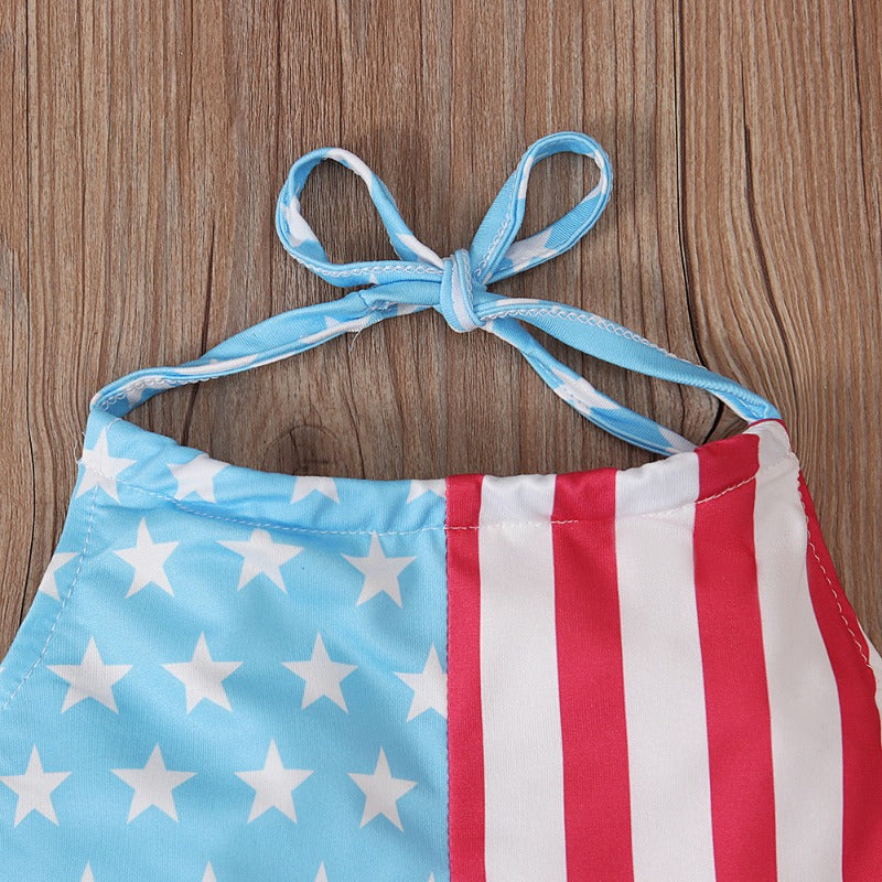 Wholesale Independence Day Camisole Flare Trousers Two Piece Children's Clothing Set