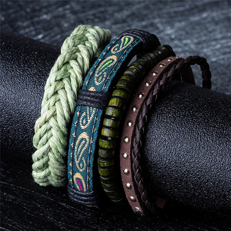 Juego de pulseras hechas a mano de mezclilla de mezclilla al por mayor