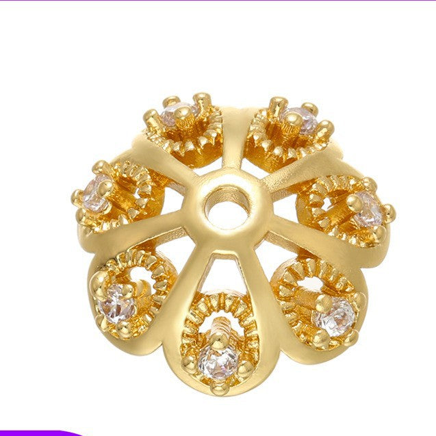 Wholesale Copper Flower Holders with Hollow Patterns Zircon DIY Beads