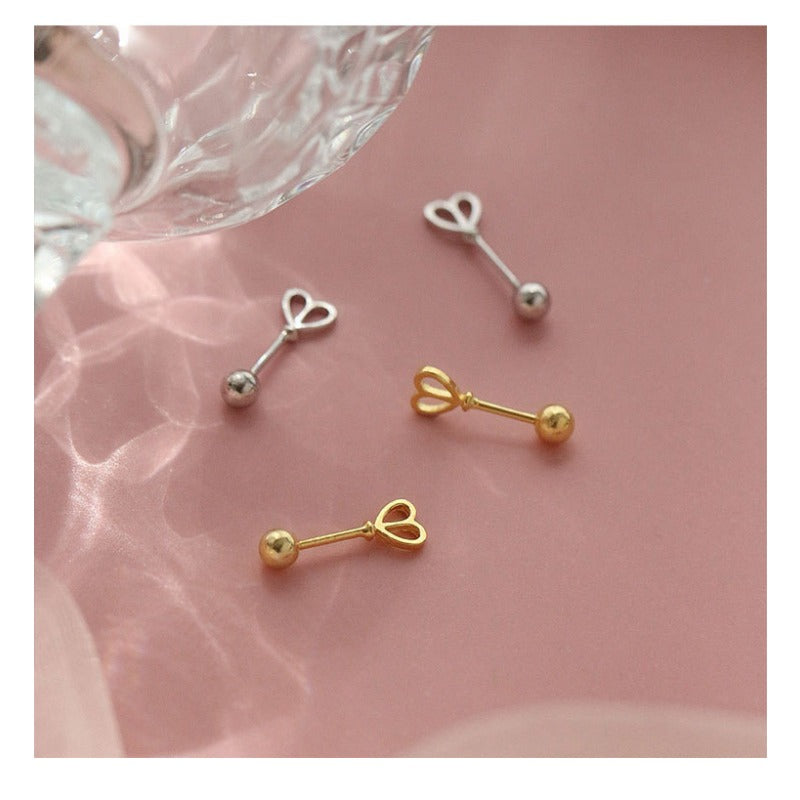 Wholesale 925 Silver Heart-shaped Screws Earrings