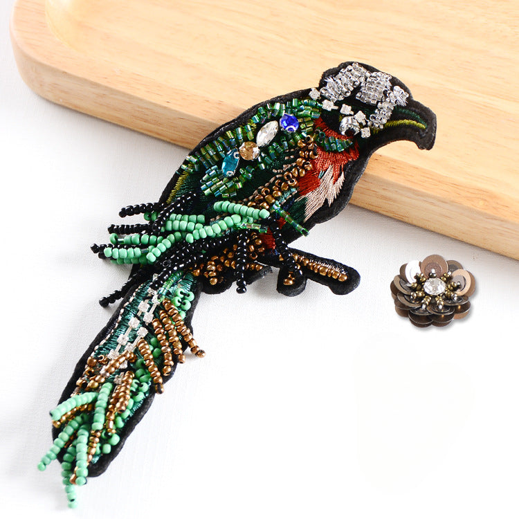 Wholesale DIY Handmade Beaded Cloth Patches Peacock Clothes Hat Accessories