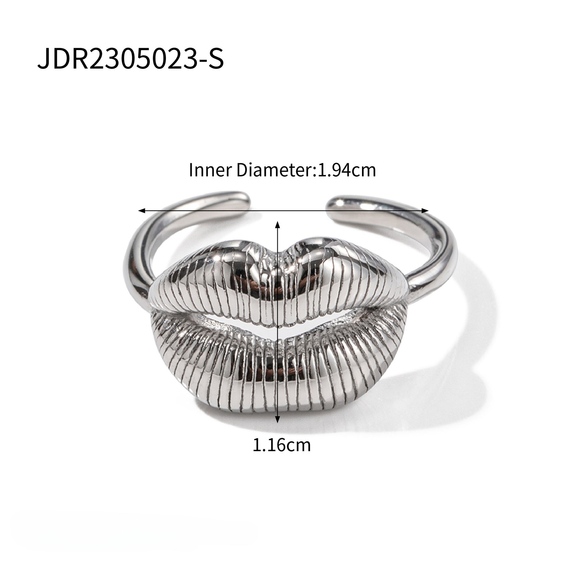 Wholesale Stainless Steel 18K Gold Plated Lip Pattern Open Ring