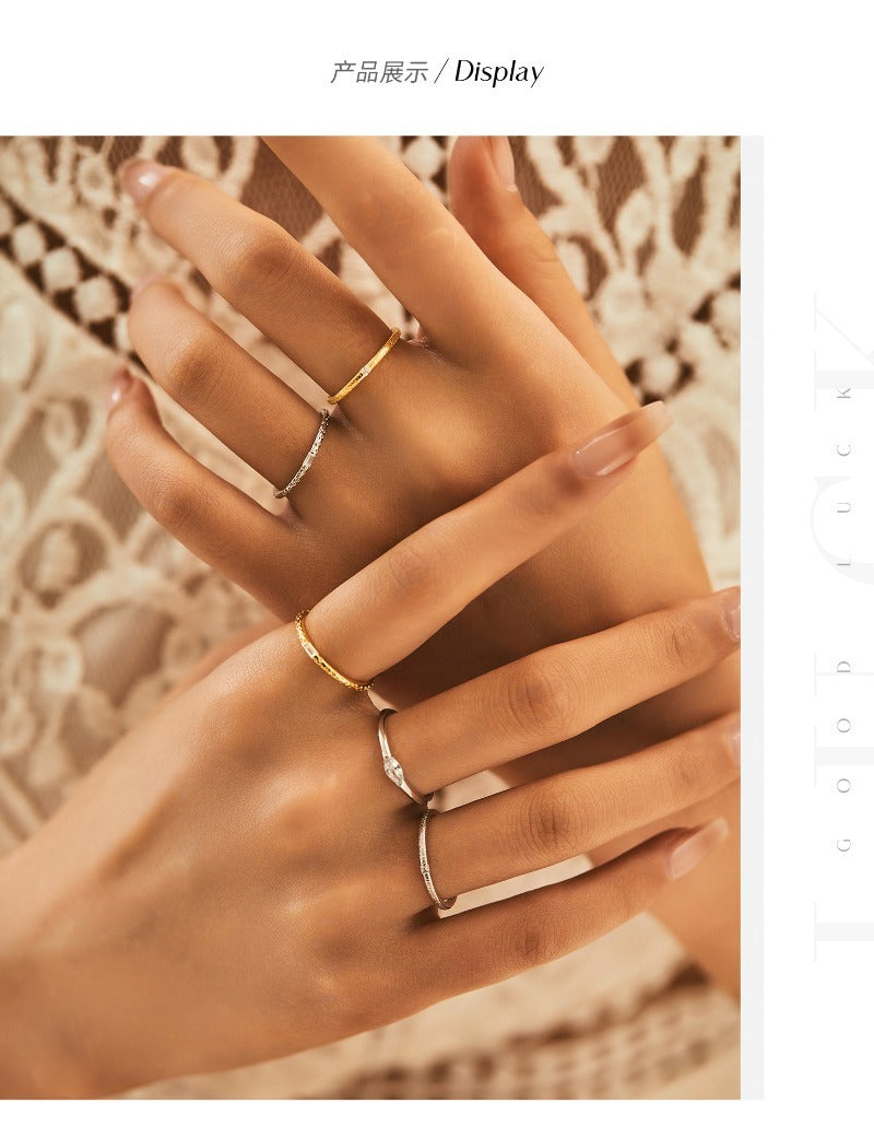 Wholesale S925 Sterling Silver Tinfoil Irregular Cross-line Textured Ring