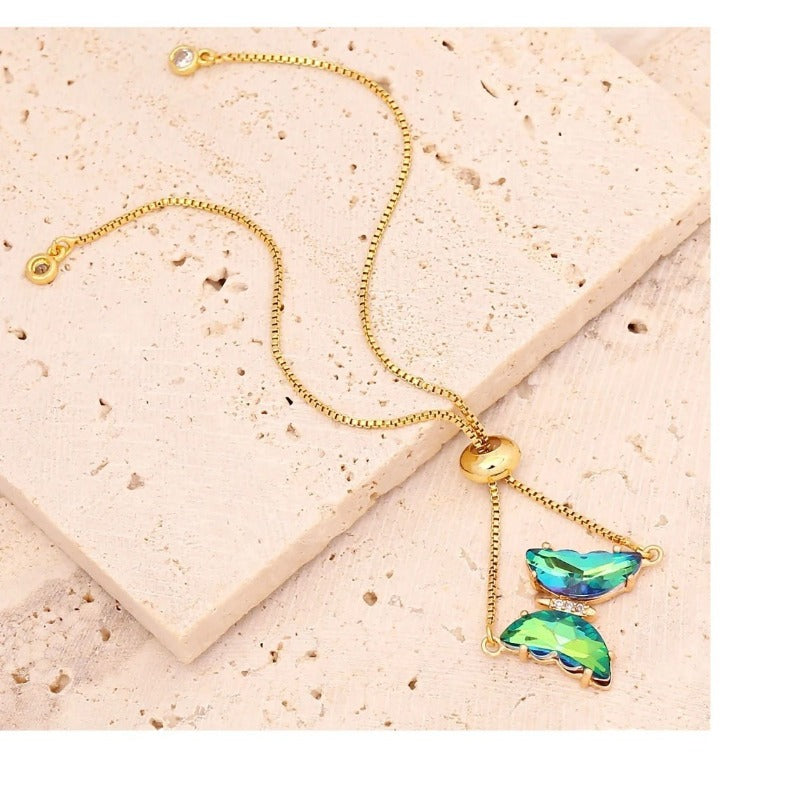Wholesale Colorful Zircon Butterfly Bracelet Simple Fashion Light Luxury Temperament Bracelet