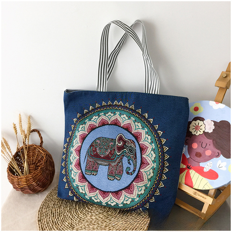 Wholesale Vintage Embroidery Knitted Bag Canvas Bag