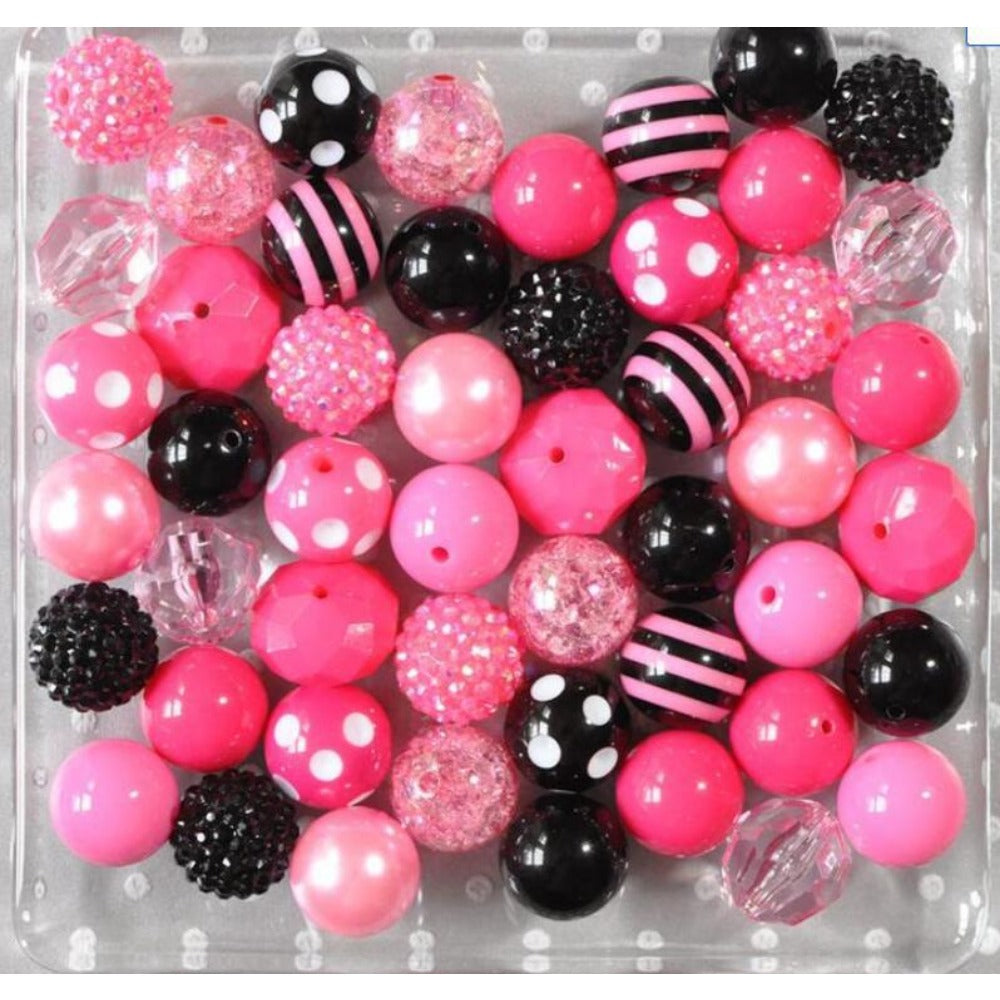 Wholesale 50pcs Rose Red 20MM Acrylic Resin Beads Mixed Color Mixed Style Beaded Loose Beads Combination Chunky Beads