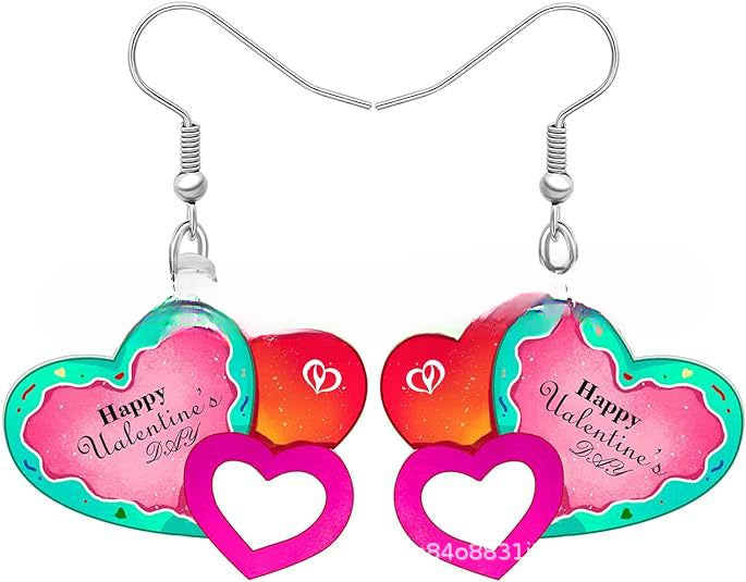 Wholesale Valentine's Day Acrylic  Heart Donut Earrings
