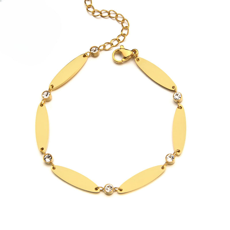 Wholesale Stainless Steel Diamond Oval Plate Bracelet