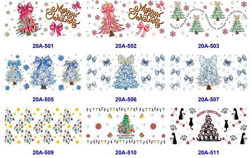 Wholesale 5pcs Holiday Atmosphere Christmas Tree 16oz Single-Sided Cup Stickers