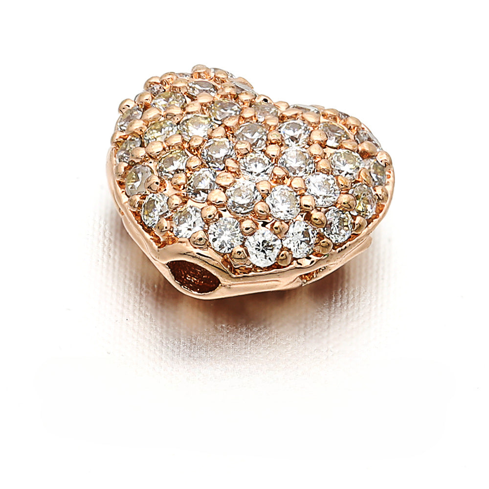 Wholesale Copper Micro Inlaid Peach Heart Beads