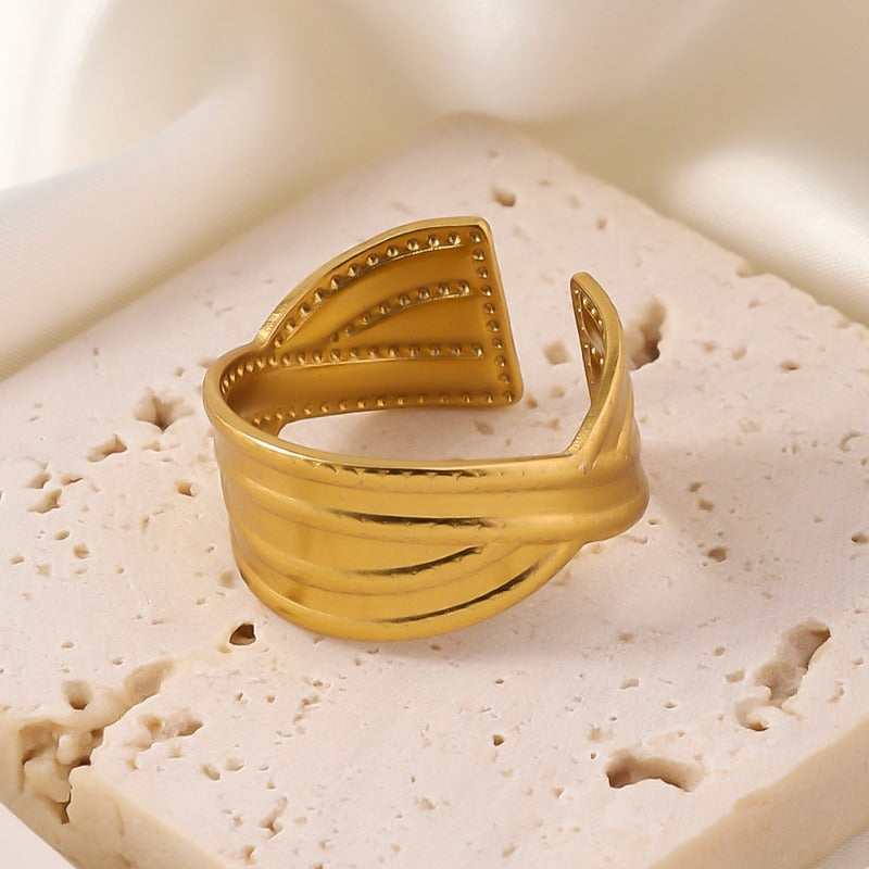Wholesale High-end Retro Fashion Niche Open Design Adjustable Titanium Steel Stainless Steel Plated 18k Gold Rings