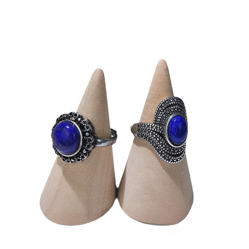 Wholesale Blue Crystal Cat Skull Adjustable Finger Ring