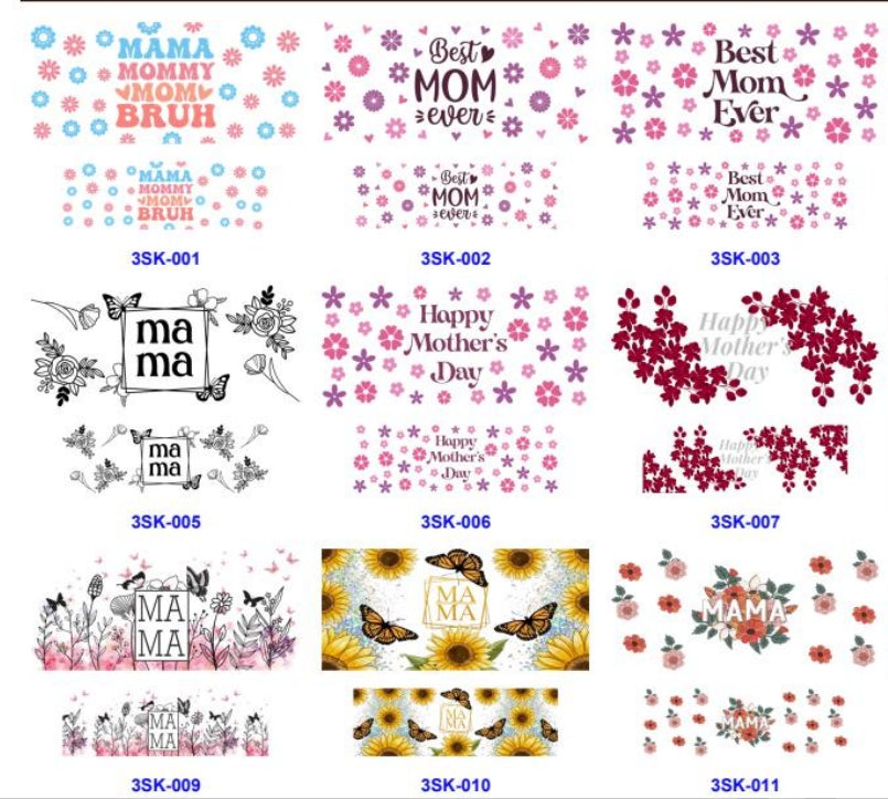 Wholesale 8pcs Flower and Letter Prints Cup Keychain Sticker