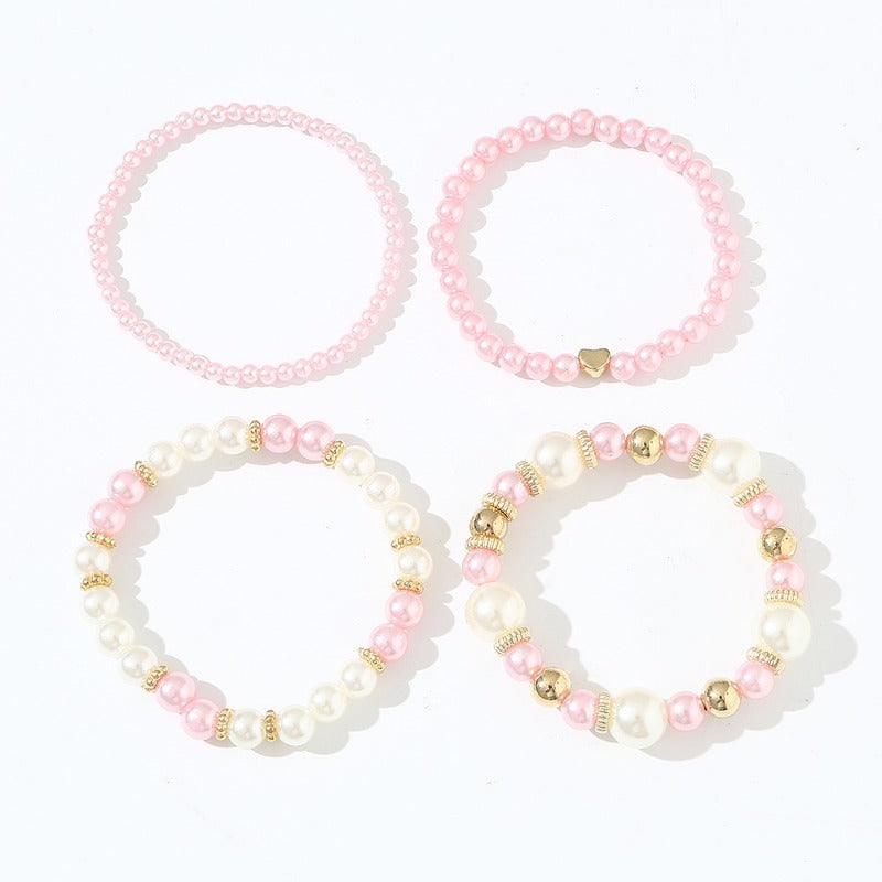 Wholesale Bohemian Pentagram Love Pearl Bracelet Set