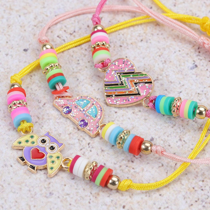 Wholesale Alloy Butterfly Rainbow Flower Shape Polymer Clay Children's Bracelet Necklace