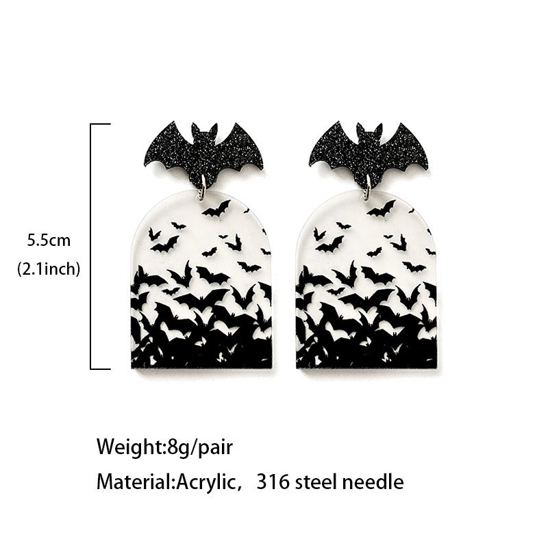 Wholesale Gothic Halloween Bat Acrylic Clear Earrings
