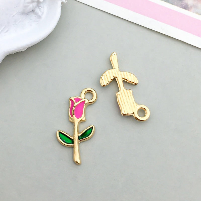 Wholesale Mix 30 Rose Red Drip Oil Alloy Cute Cartoon Simulation Heart Pendant