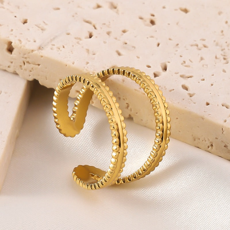 Wholesale Simple Opening Adjustable Stainless Steel Hollow Loop Personalized Rings