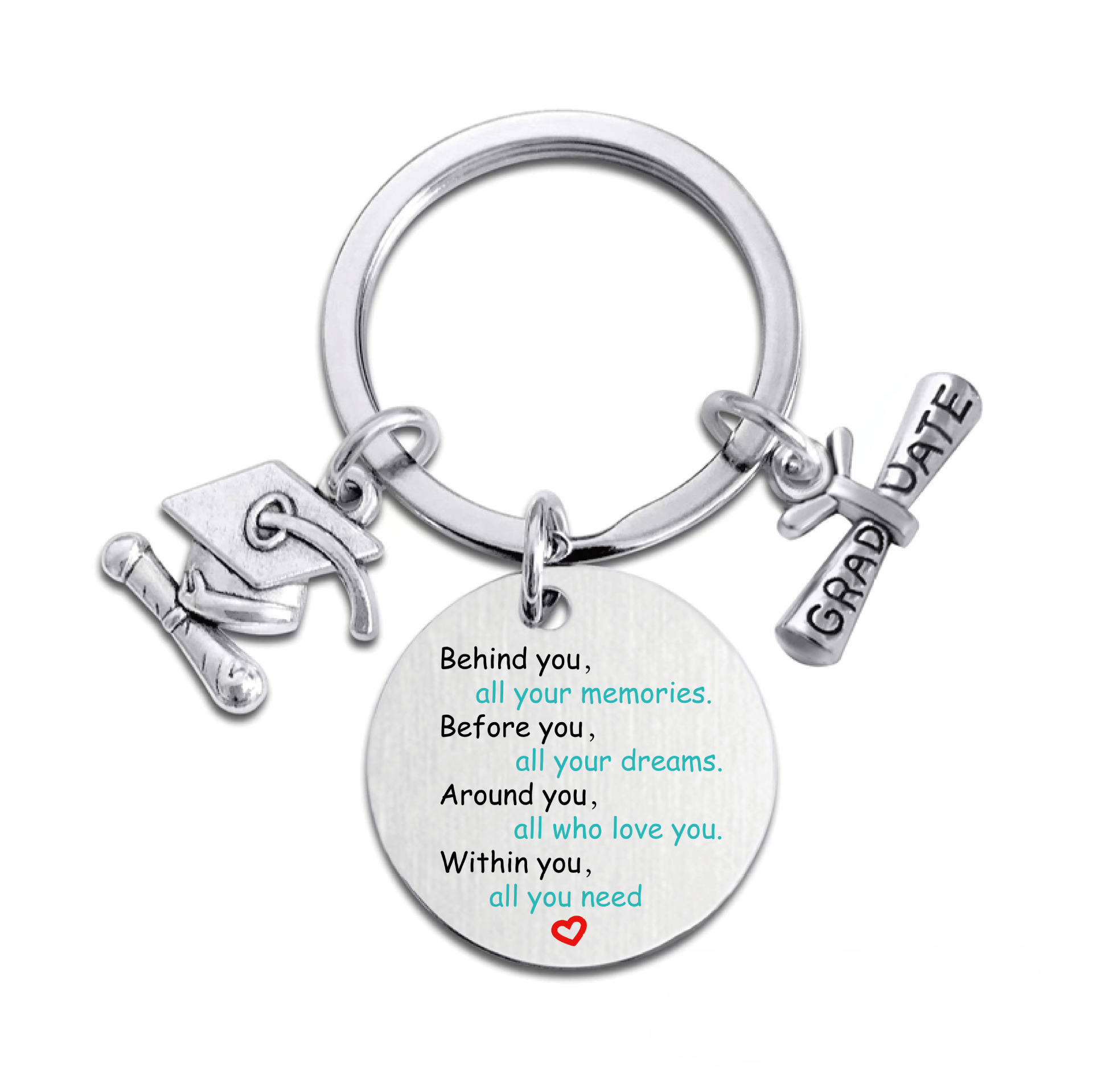 Wholesale Stainless Steel Round 2023 Graduation Gift Metal Keychains