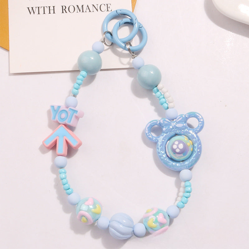 Wholesale Acrylic Rice Beads Cute Bear Keychain