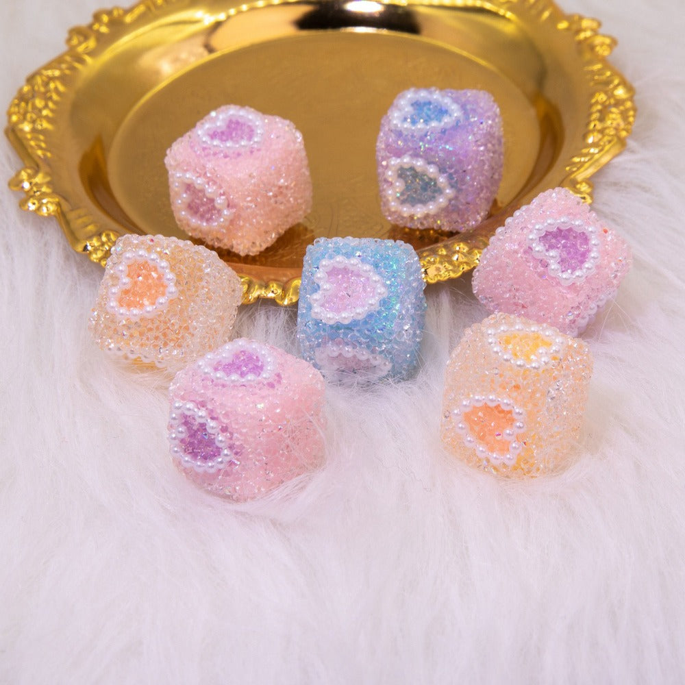 Wholesale 5pcs18mm Sugar Cube Love Acrylic Multi-faceted Love Beads