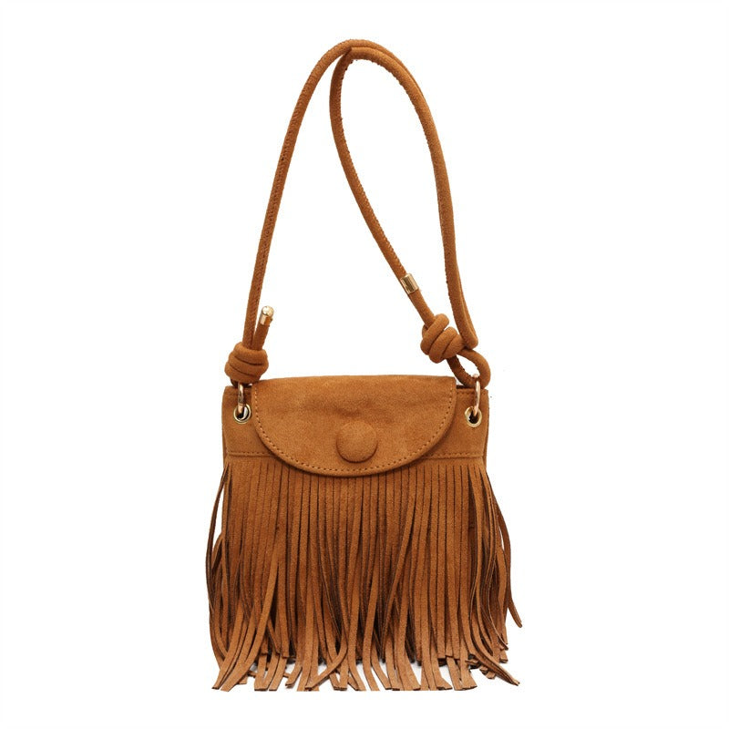 Wholesale Tassel Bucket Bag Autumn and Winter Retro Bohemian Shoulder Crossbody Bag