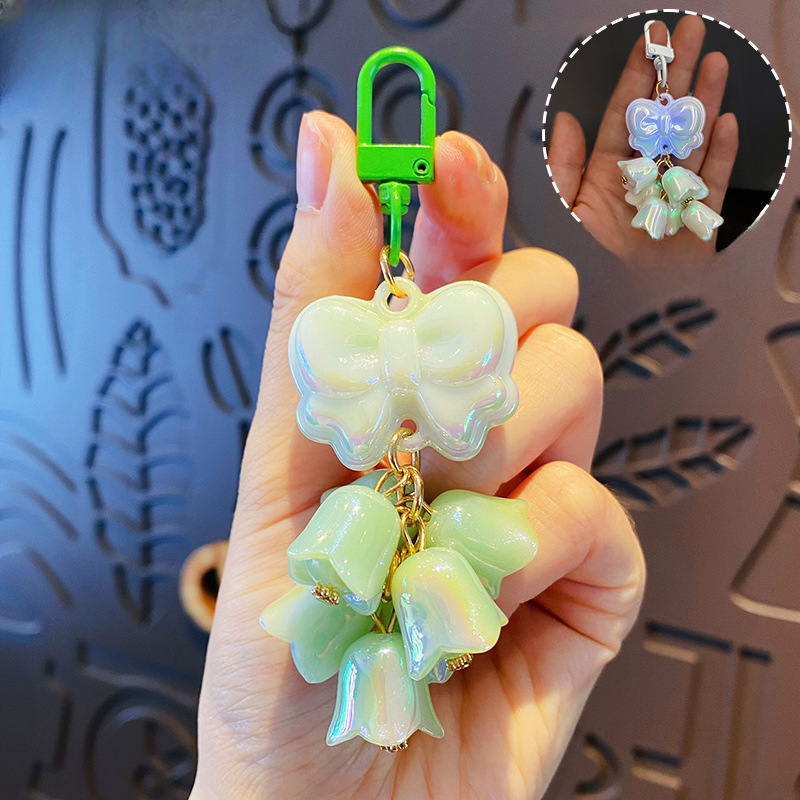 Wholesale Luminous Bow Lily of the Valley Acrylic Keychains