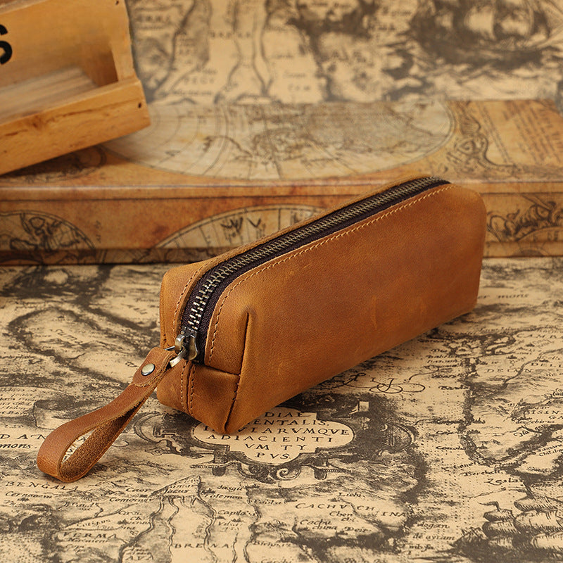 Wholesale Stationery Bag Leather Zipper Pencil Case Pencil Case