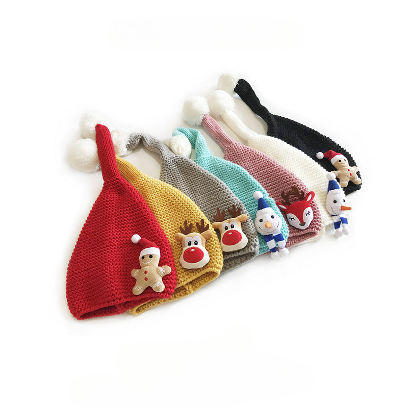 Wholesale Children's Cartoon Christmas Fur Ball Warm Knitted Beanie