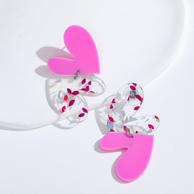 Wholesale Valentine's Day Love Mirror Acrylic Sweet Temperament Personality Earrings