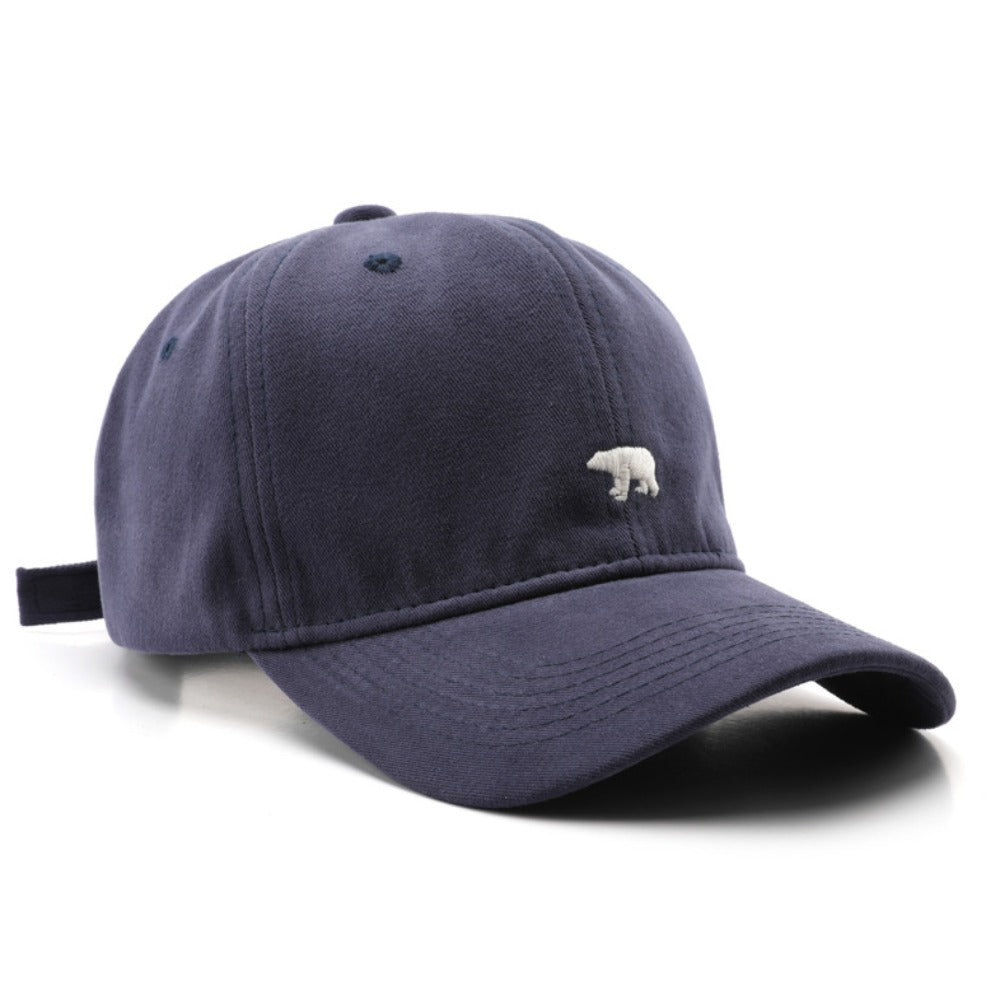 Wholesale Japanese style women's spring and autumn personalized snowflake velvet polar bear embroidered duckbill caps, outdoor men's travel sun protection and sunshade baseball caps