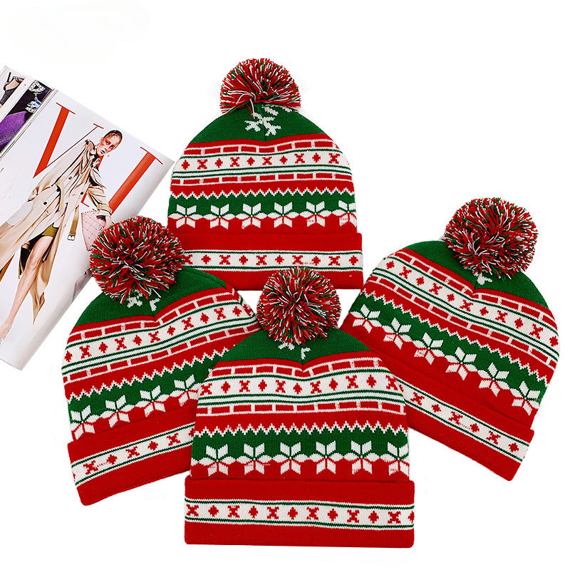 Wholesale Christmas Wool Ball Knitted Hat Wool Hat
