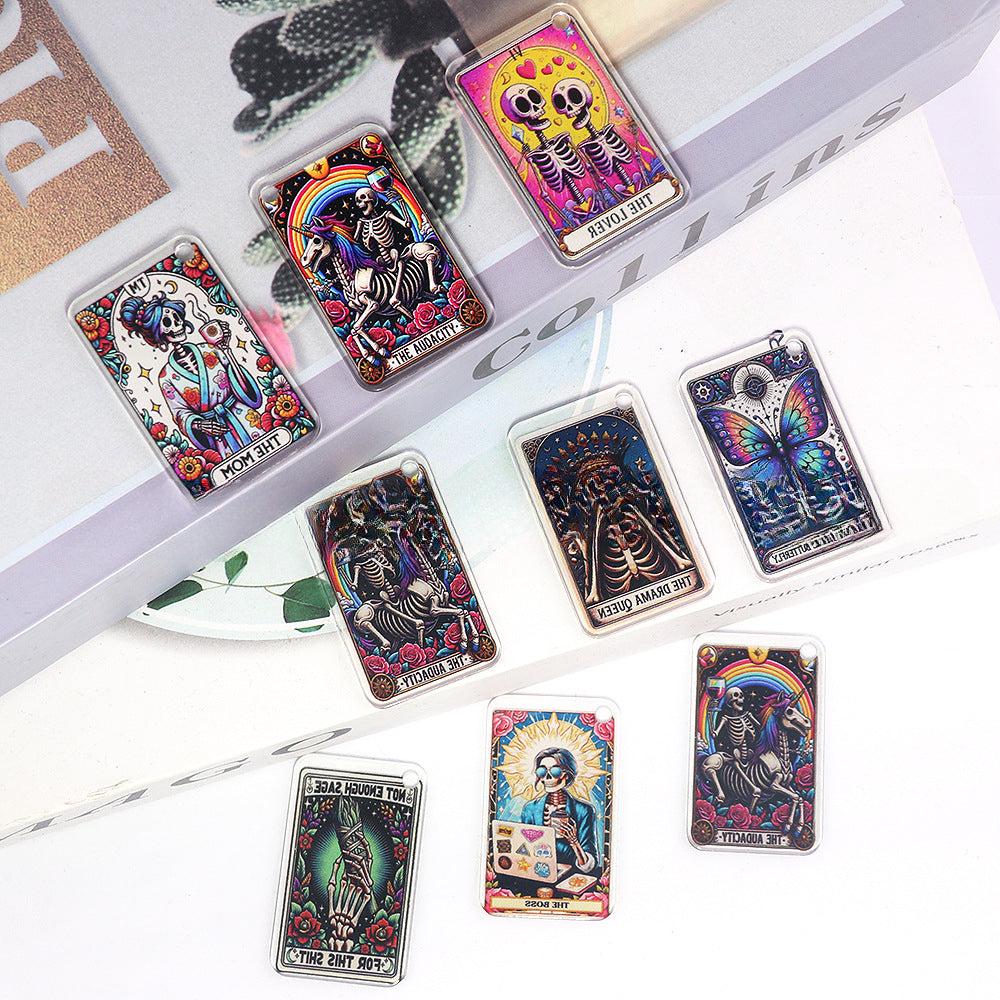 Wholesale 10pcs Cartoon Skull Character Butterfly Rectangular DIY Accessories FlatBack