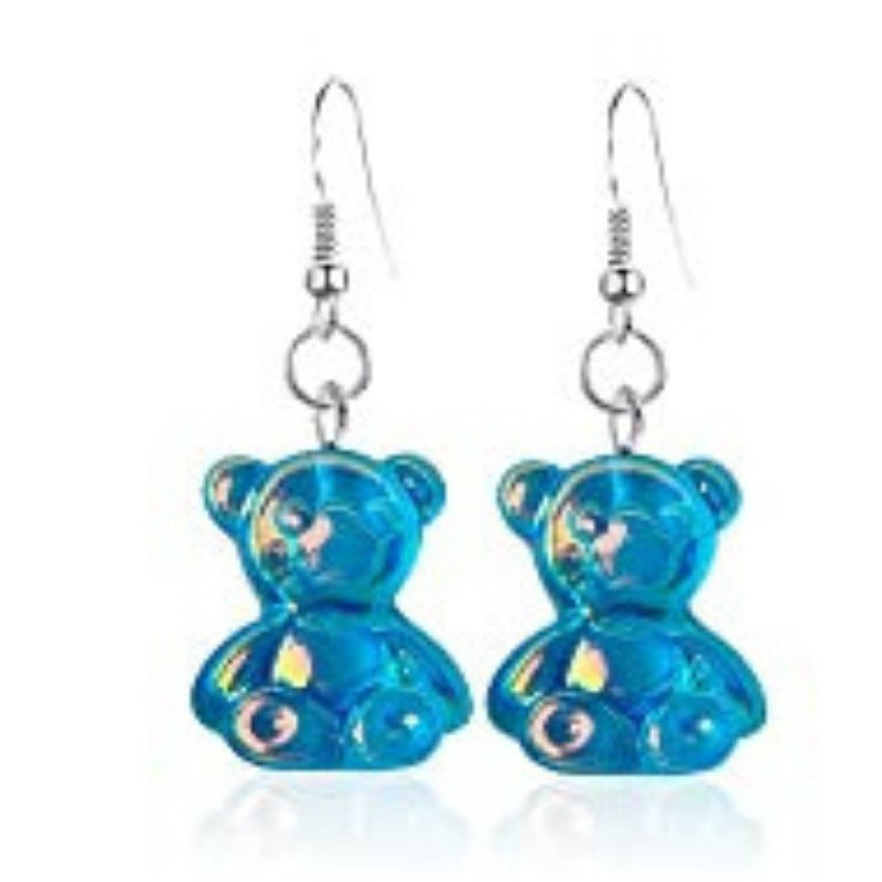 Wholesale Plastic Resin Cute Colorful Bear Earrings