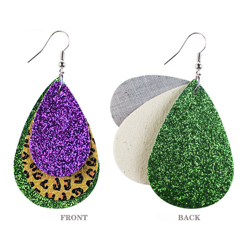 Wholesale Carnival Multi-layered Leaf  Mardi Gras Earrings