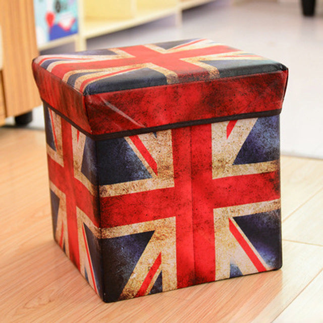 Wholesale Non-woven Fabric Retro Multifunctional Foldable Stool Storage Stool