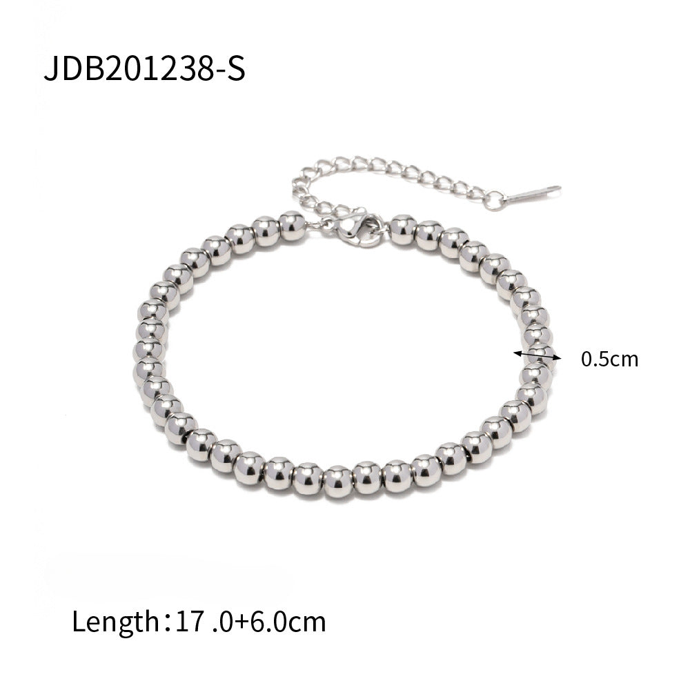 Wholesale Titanium Steel 16k Gold Bead Green Heart Zircon Bracelet