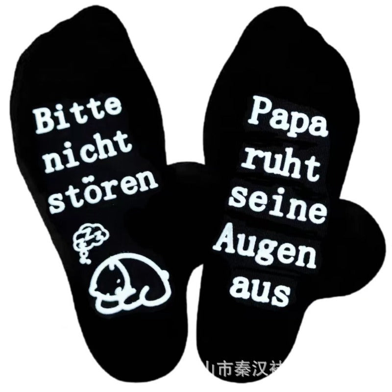 Wholesale of European and American Cotton Medium Cylinder Letter Anti Slip Adhesive Socks