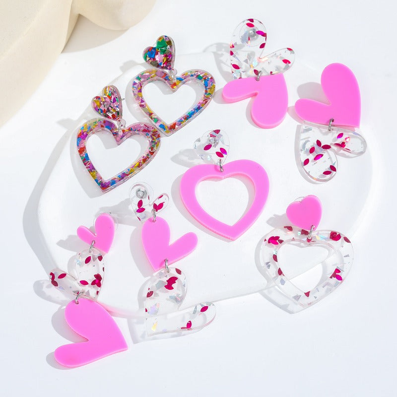 Wholesale Valentine's Day Love Mirror Acrylic Sweet Temperament Personality Earrings