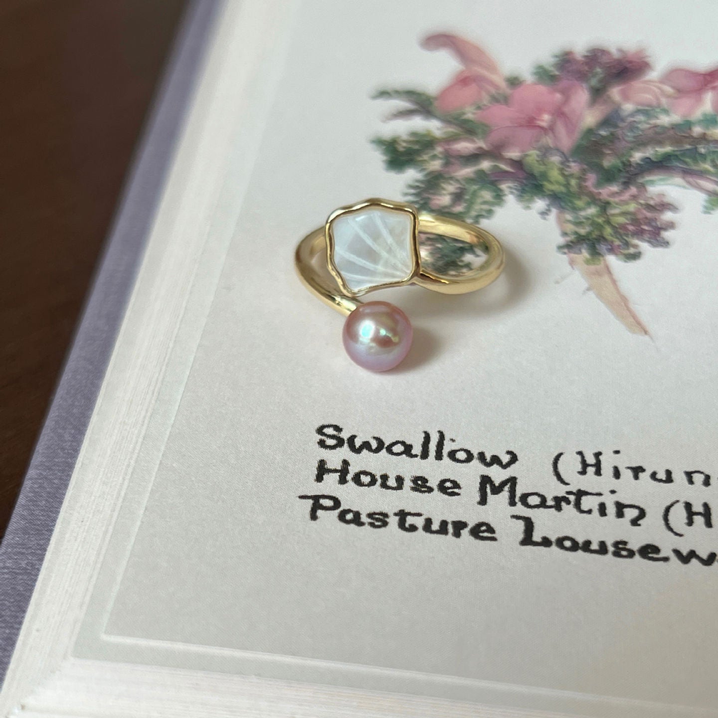 Wholesale Pearl Ring Adjustable Mother of Pearl Vintage Copper Ring